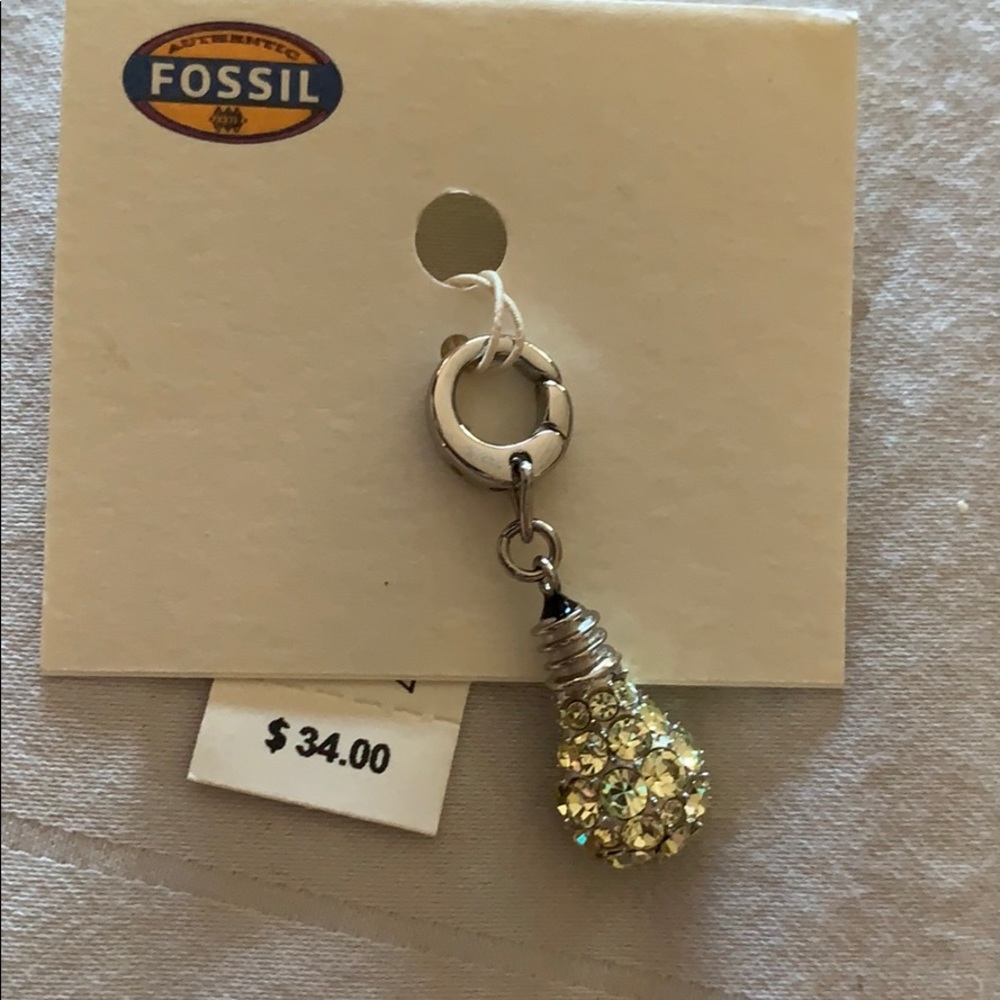 Fossil Rhinestone Light Bulb Charm